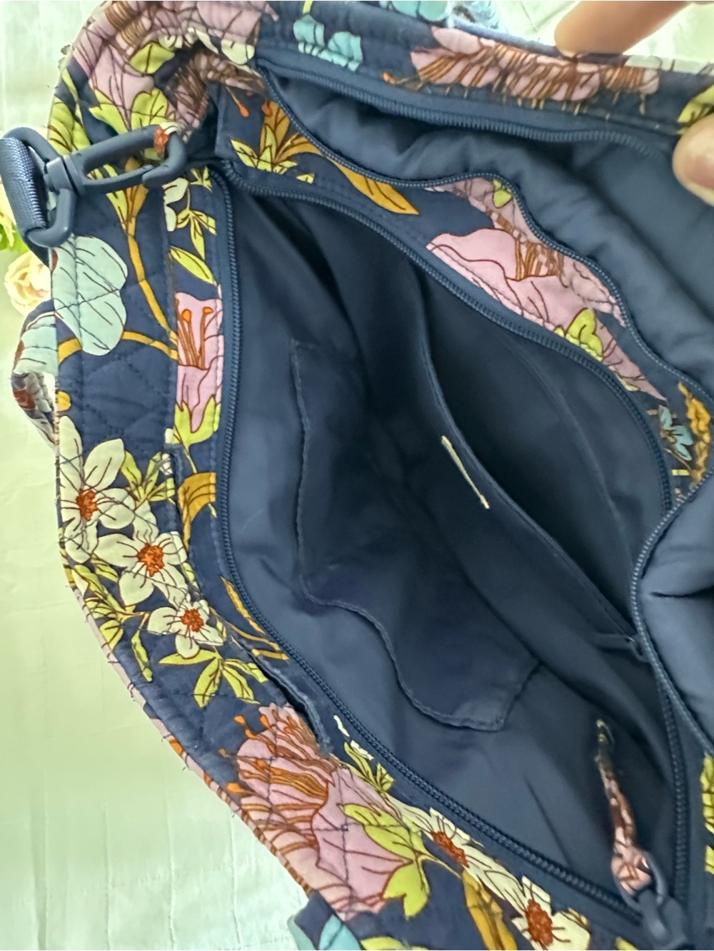 Vera Bradley Quilted Floral Tote in Navy, Pink and White - Picture 7 of 7